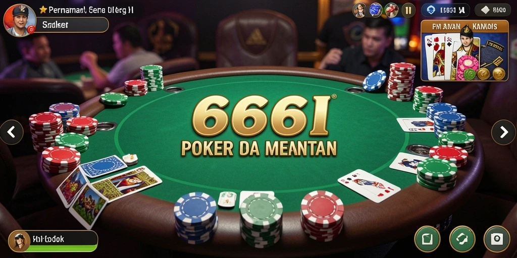 Screenshot permainan Poker yang menunjukkan strategi dan keseruan bermain.