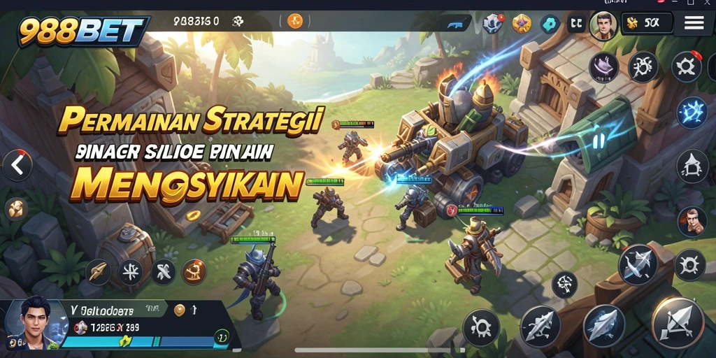 Tangkapan layar 988BET menunjukkan momen intens dari gameplay strategi.