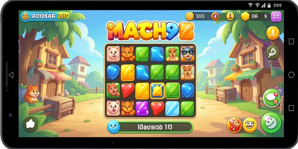 Tampilan menarik gameplay ADI99 dengan tantangan match-3.