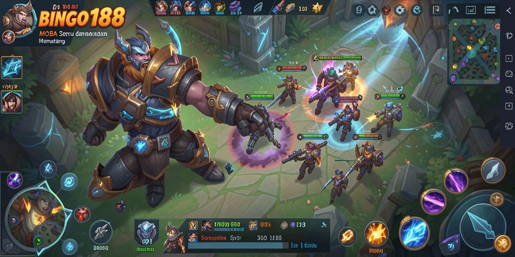 Tampilan menarik gameplay MOBA BINGO188 yang mendebarkan.