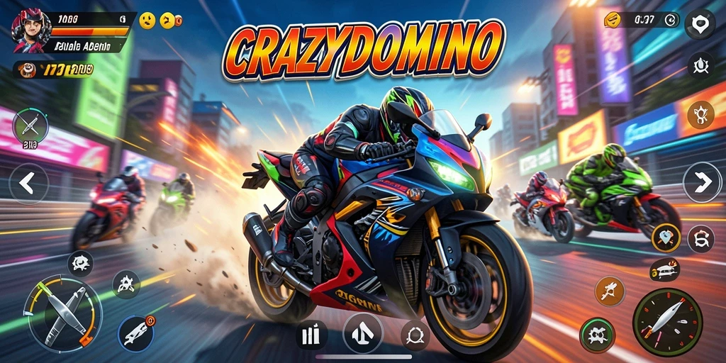 Gameplay menegangkan dalam balapan motor yang seru.