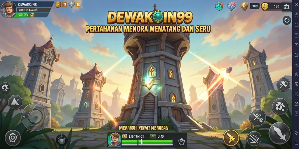 Tangkapan layar DEWAKOIN99 menampilkan aksi pertahanan menara yang intens dan menarik.
