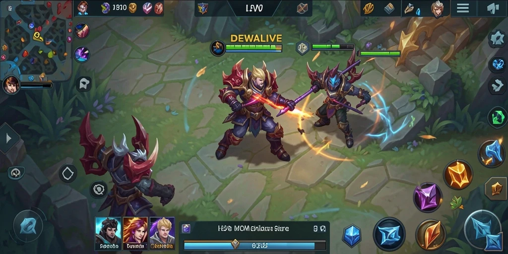 Tangkap momen epic dalam pertempuran DEWALIVE di arena MOBA.