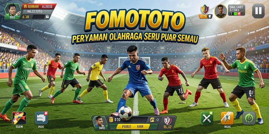 Tampilan gameplay <strong>FOMOTOTO</strong> dengan aksi seru olahraga.