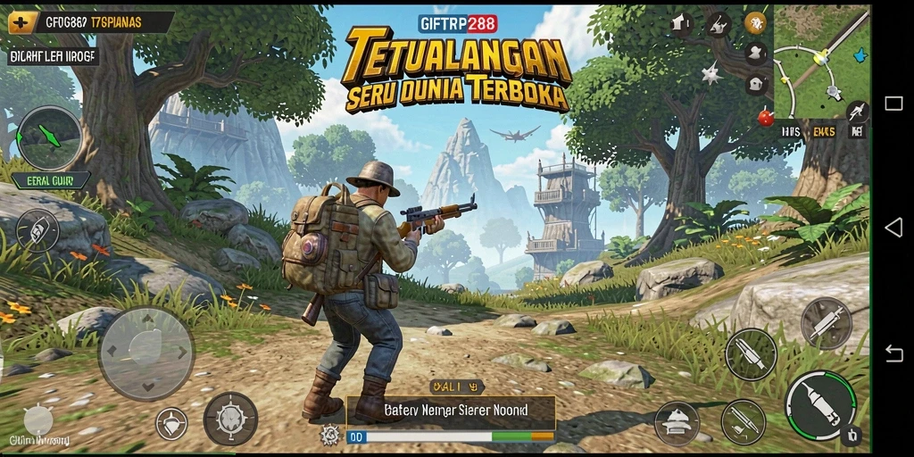 Screenshot gameplay GIFTRP288 menampilkan eksplorasi dunia terbuka yang mengesankan.