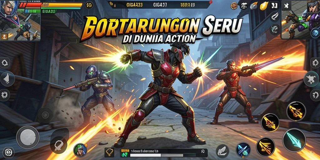 Tampilan aksi seru dalam gameplay GIGA33 yang menantang.