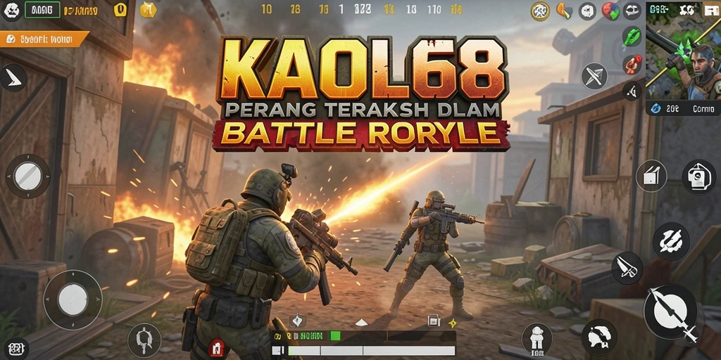 Screenshot gameplay KAOL68 menampilkan pertempuran intens di arena Battle Royale.