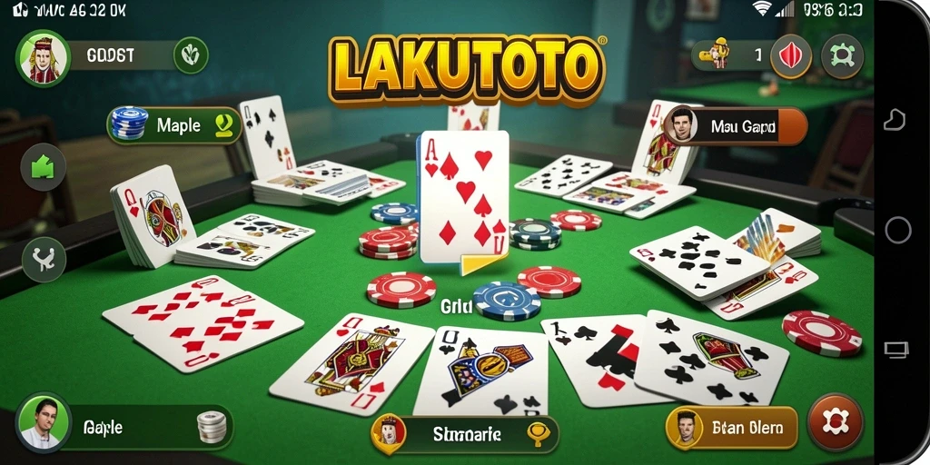 Tampilan gameplay seru dari permainan Gaple LAKUTOTO.