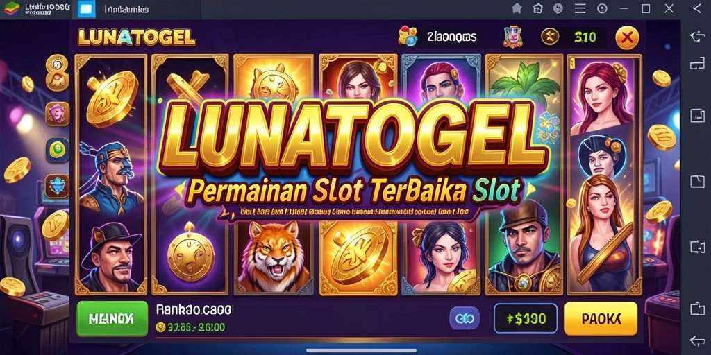 Tampilan menarik dari gameplay LUNATOGEL dengan berbagai simbol slot.