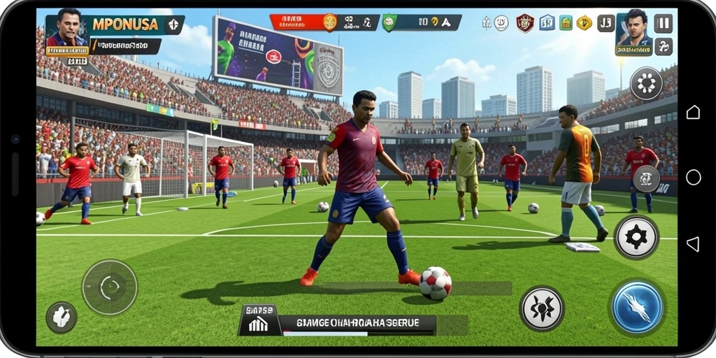 Tampilan gameplay seru dari MPONUSA dengan aksi olahraga yang mendebarkan.