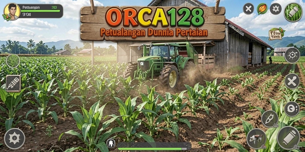Screenshot <strong>ORCA128</strong> yang menampilkan aktivitas bertani yang seru dan menarik.