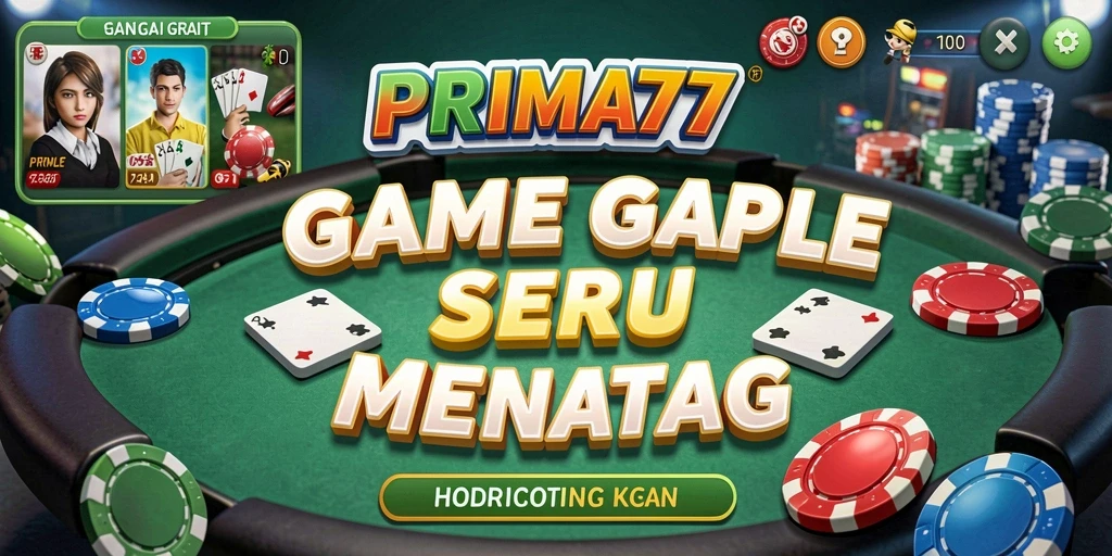 Screenshot permainan Gaple PRIMA77 dengan tampilan menarik.
