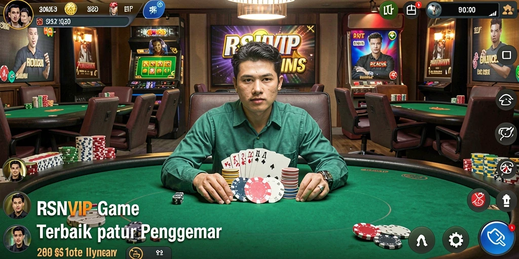 Screenshot gameplay RSNVIP yang menampilkan aksi Poker seru.