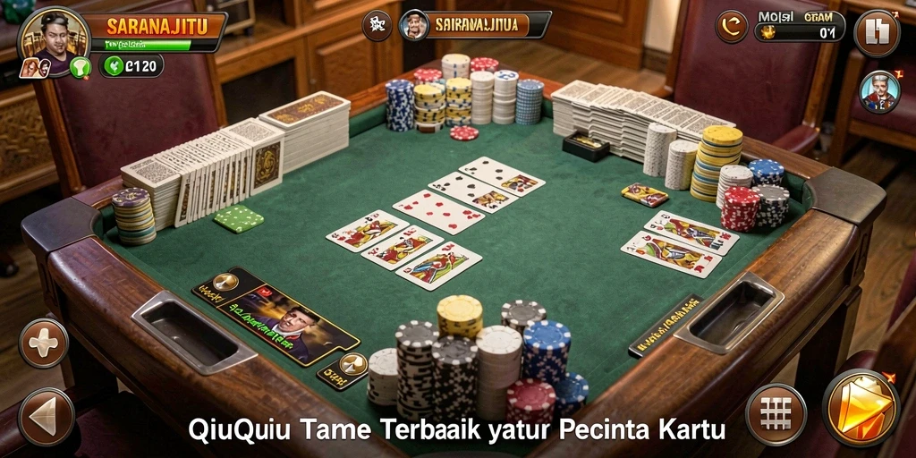 Tangkapan layar game QiuQiu SARANAJITU yang seru dan interaktif.