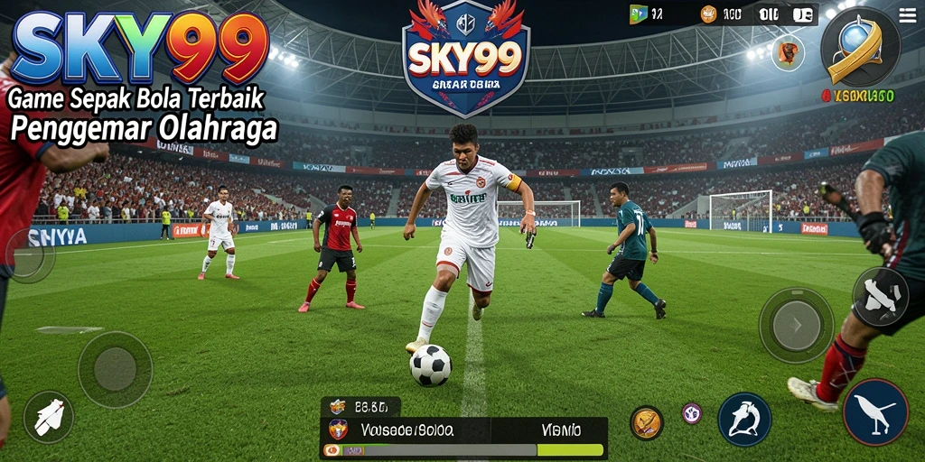 Tampilan gameplay seru dari <strong>SKY99</strong> saat pertandingan sepak bola berlangsung.