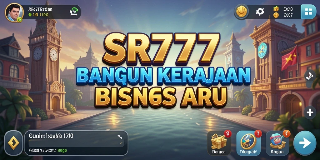 Tampilan gameplay SR777 yang menampilkan pembangunan kerajaan bisnis.