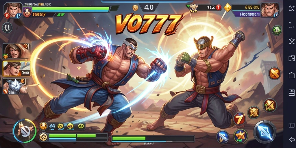Screenshot VO777 menampilkan pertarungan seru dengan karakter beraksi.