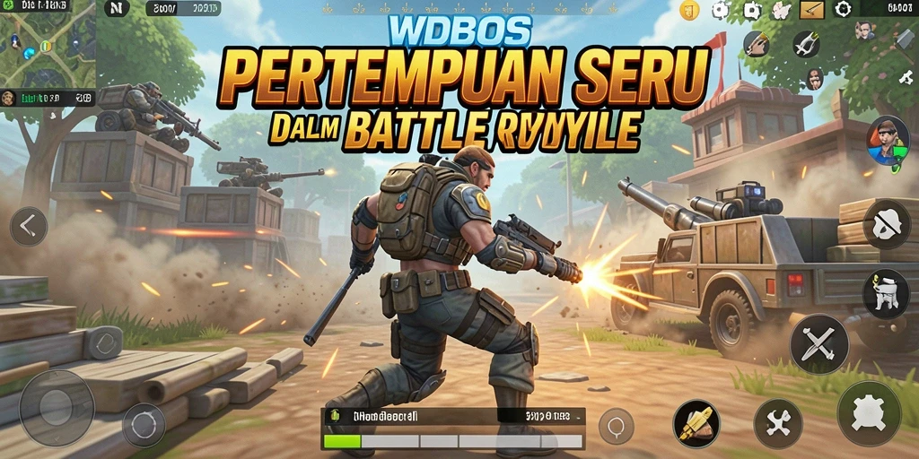 Screenshot menampilkan aksi intens dalam gameplay Battle Royale.