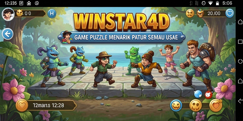 Tampilan gameplay yang mengasyikkan dari WINSTAR4D dengan puzzle yang berwarna-warni.